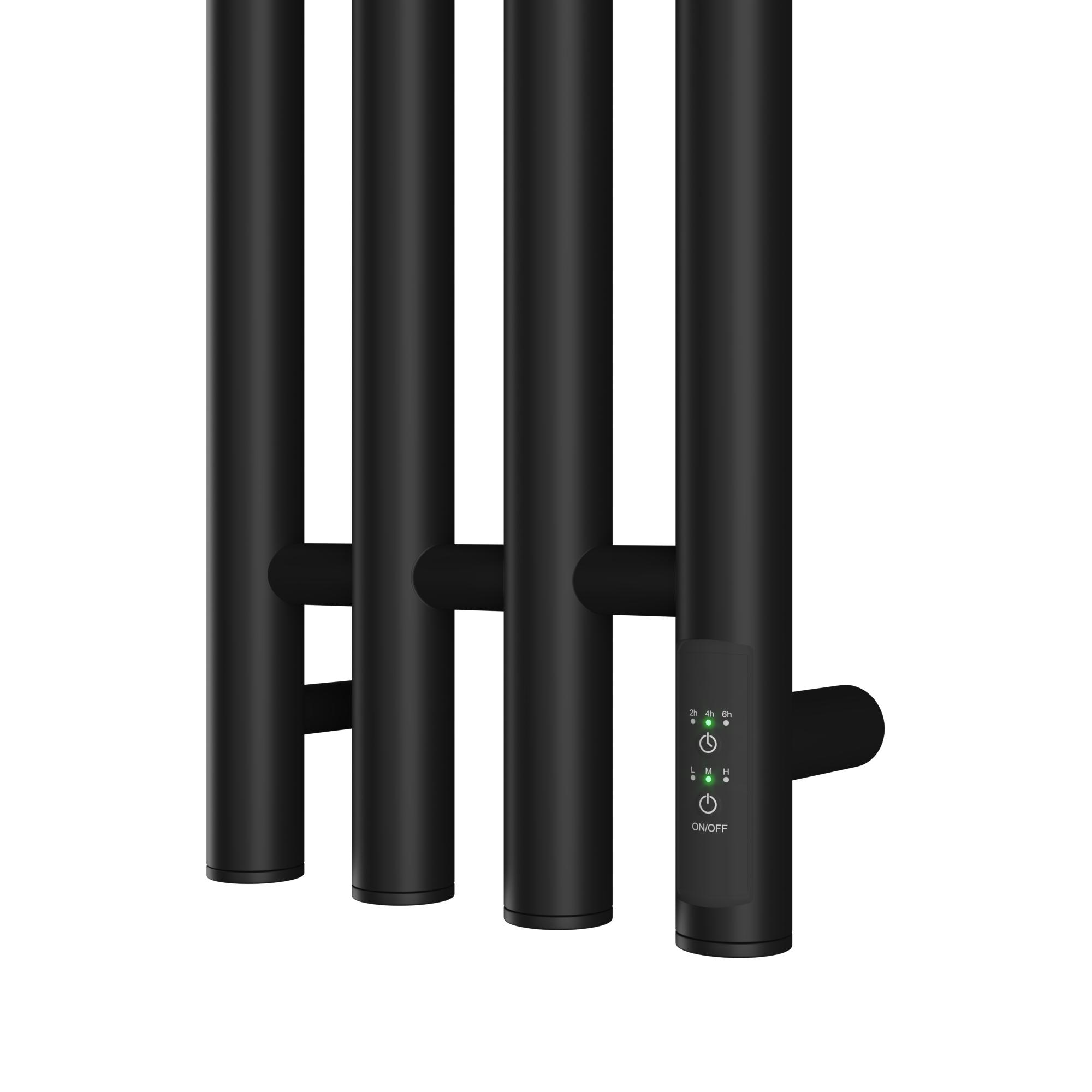 Полотенцесушитель электрический APEXTERMO Luna LN10113BM 1100x180 с крючками, черный матовый