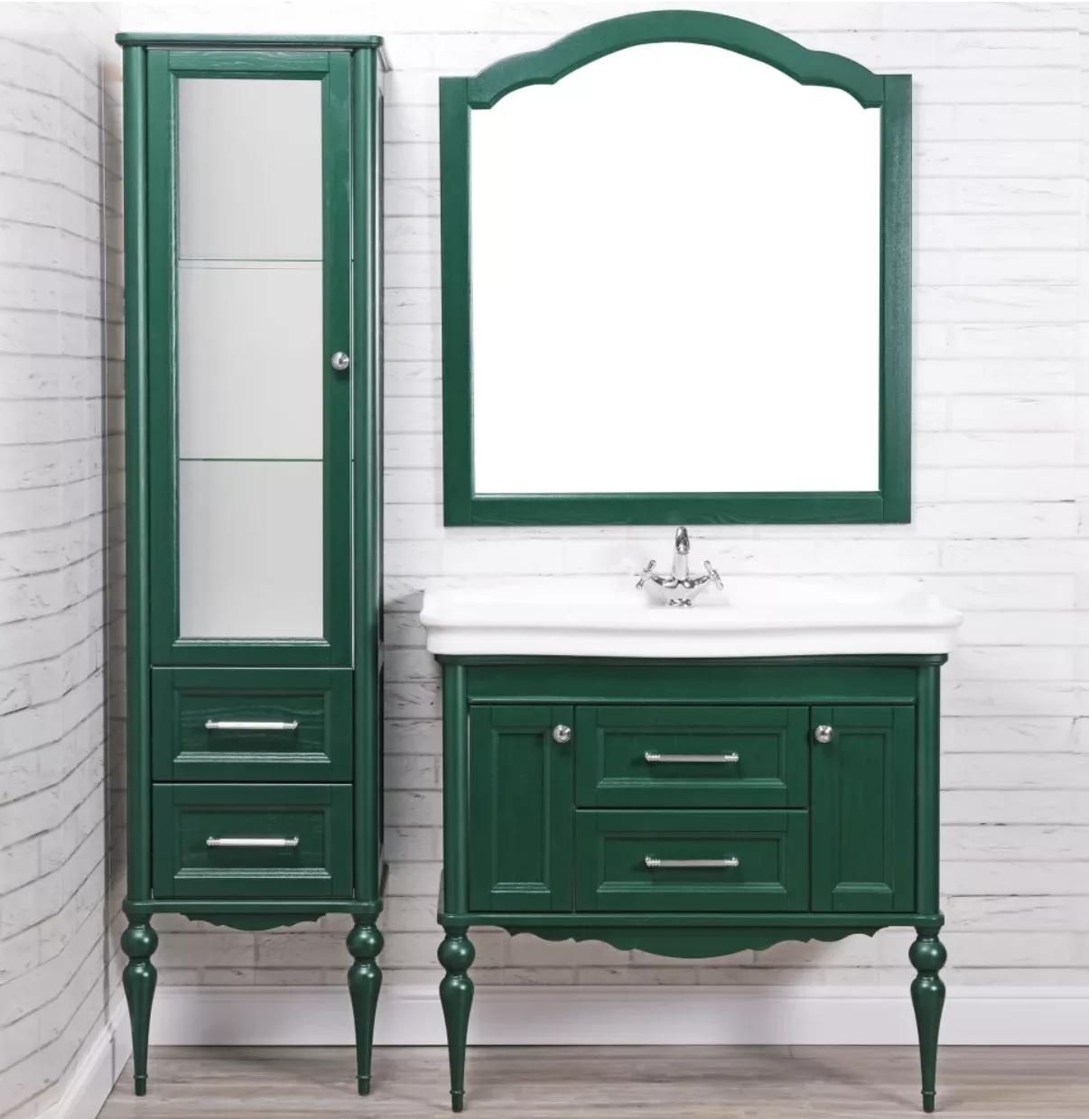 Пенал напольный ValenHouse Эстетика 50 L зеленый, хром