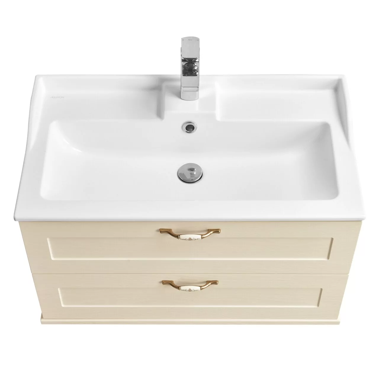 Тумба подвесная Aquaton Леон 80 раковиной Фабиа 80, дуб бежевый