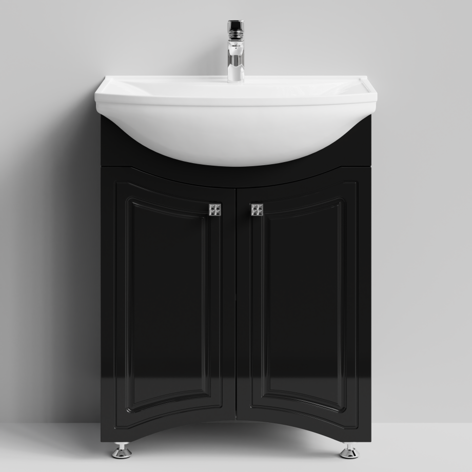 Тумба с раковиной Адам 65 напольная, черный глянец