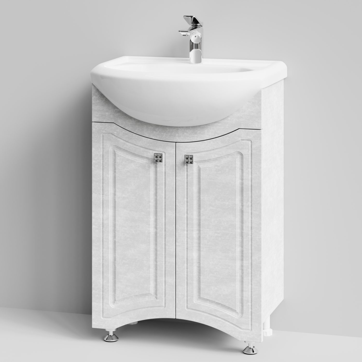 Тумба с раковиной Адам 55 напольная, Белый камень