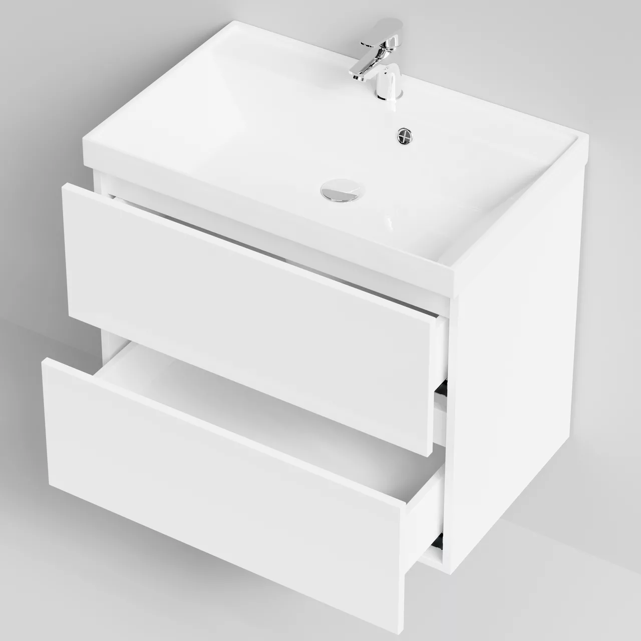 Тумба подвесная Vod-ok Бест 70 с раковиной Classica 70, белый + 13 цветов