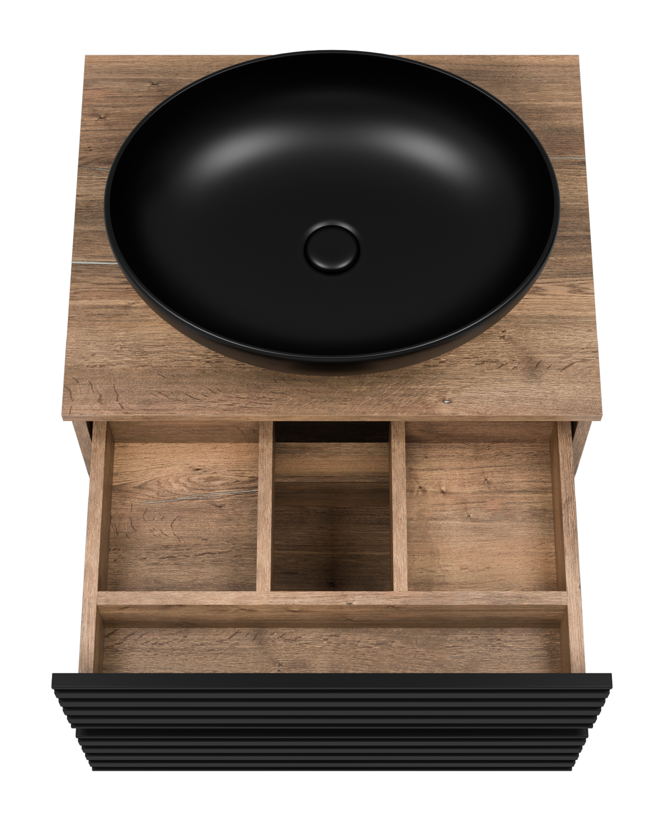 Тумба с раковиной Brevita Dakota 60 подвесная, черный/дуб галифакс