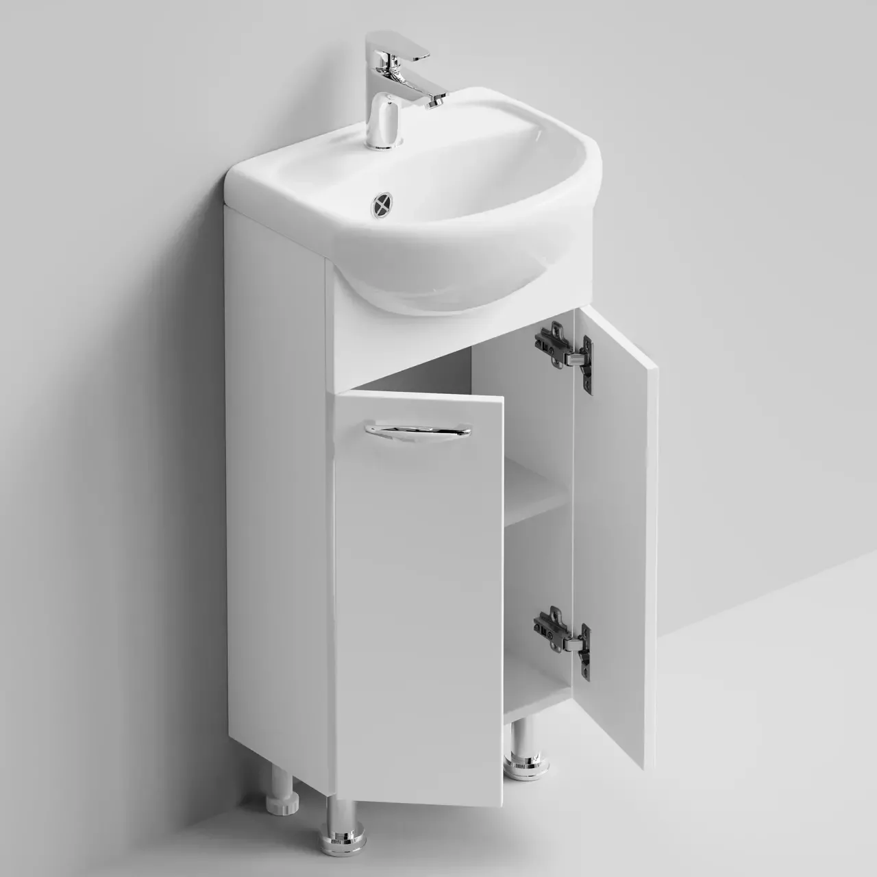 Тумба напольная Vod-ok Манго 40 2 двери с раковиной Манго 40, белая