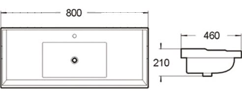 Раковина SantiLine SL-2112 80 встраиваемая сверху, белая