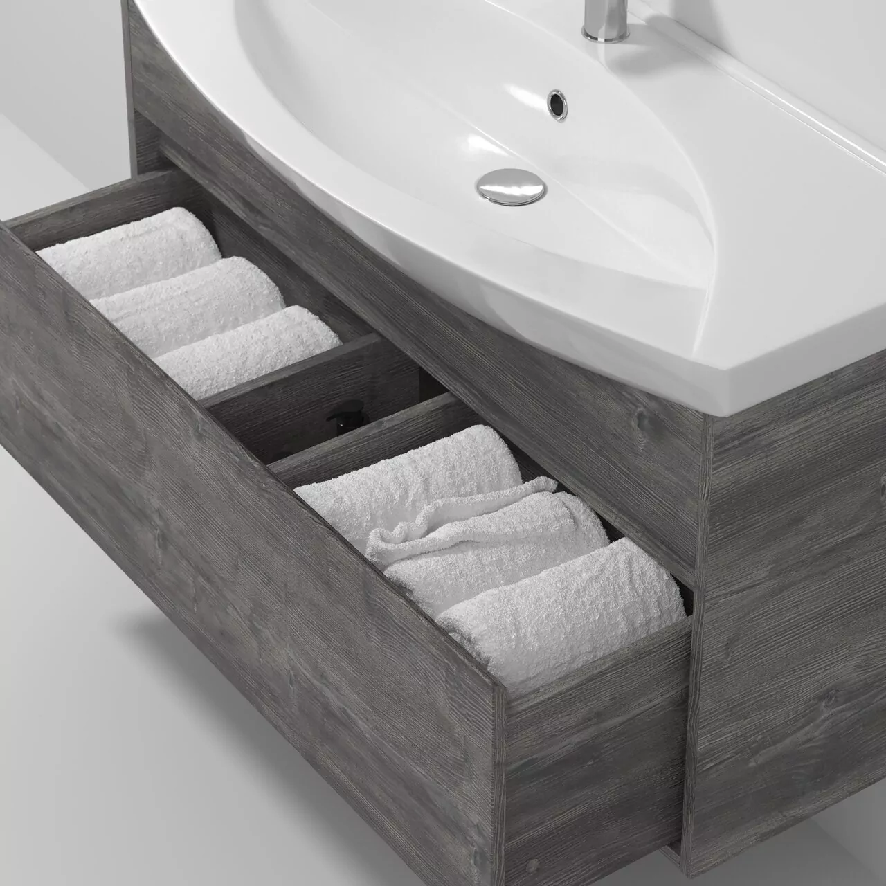 Тумба с раковиной Vod-ok Кристофф 105 подвесная, дуб хантон + 2 цвета