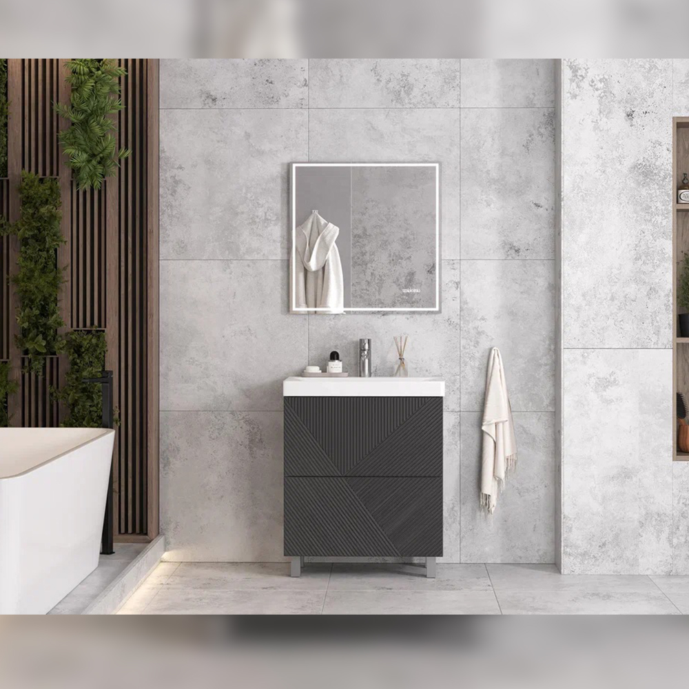 Тумба с раковиной напольная Velvex Edge tn.EDG.9696.70.2Y графит, 70 см