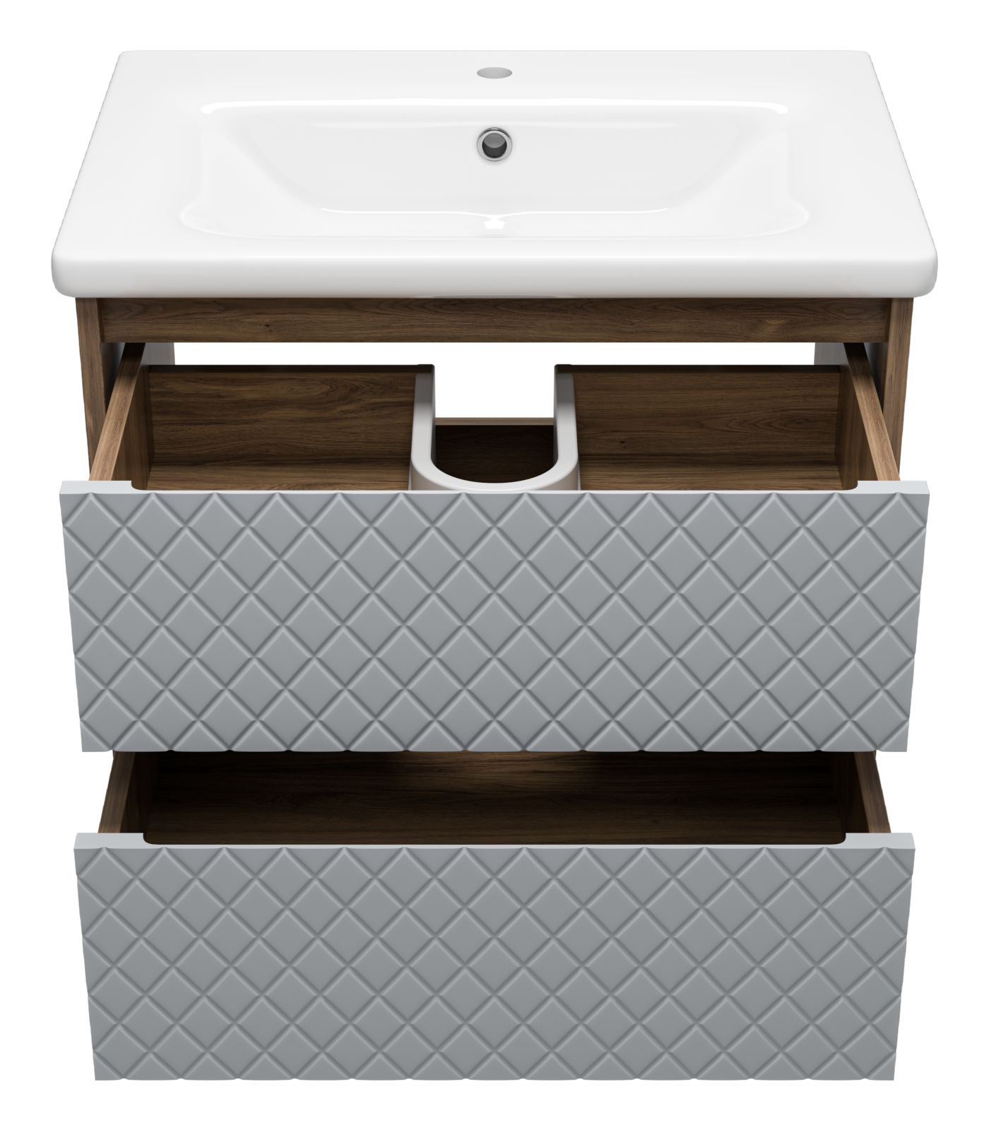 Тумба с раковиной Brevita Chester 65 подвесная, серый/дуб чарльстон темно-коричневый
