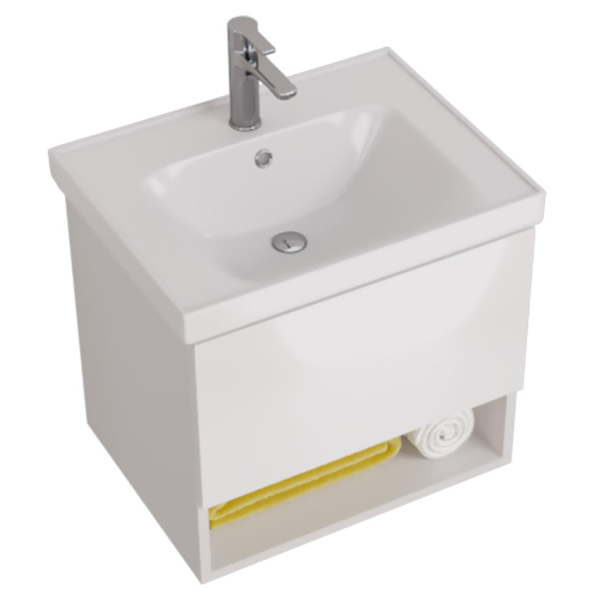 Тумба с раковиной подвесная Dreja Perfecto 60 см, белый