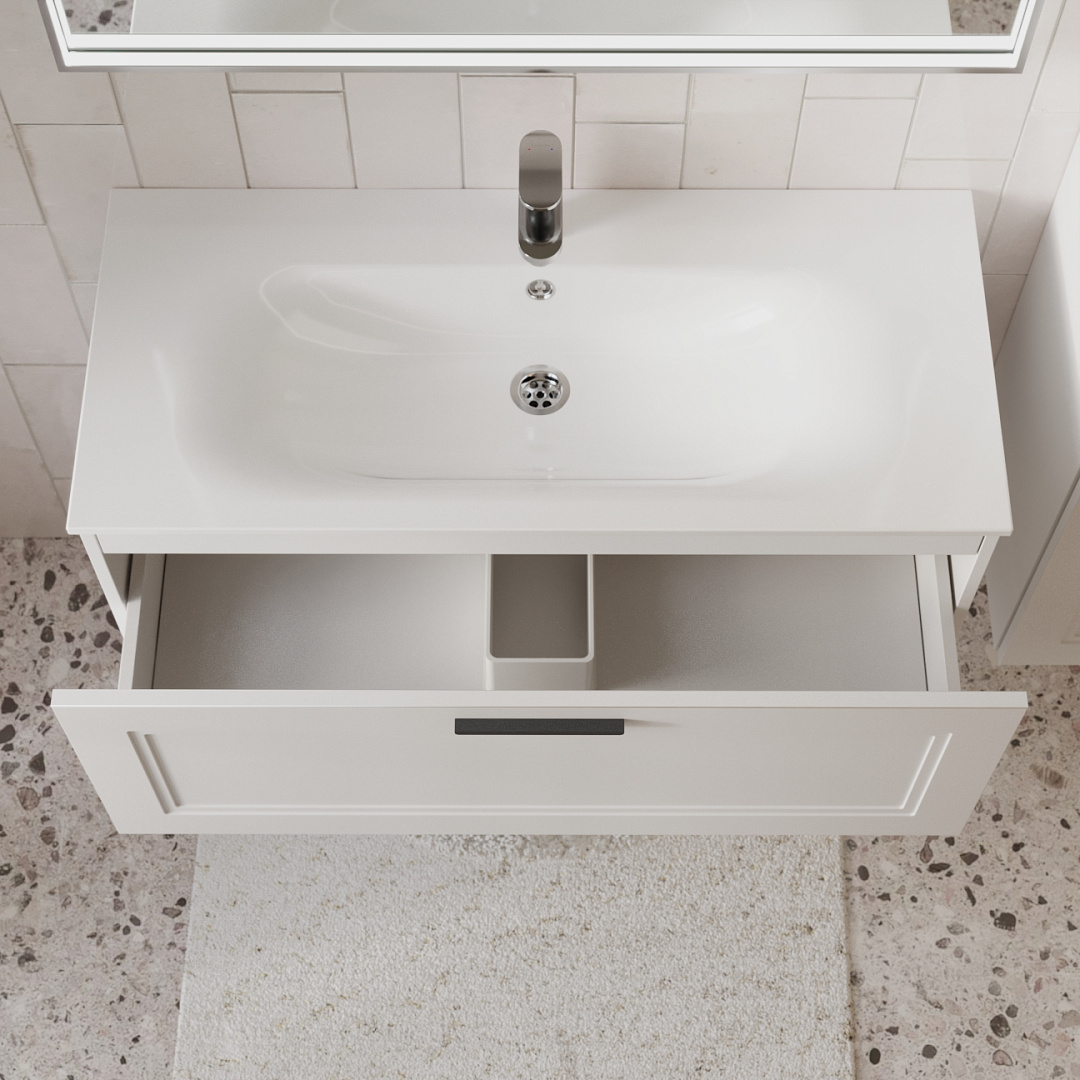 Тумба с раковиной подвесная (100 см) Terminus Classik CLA101001900301O, белый