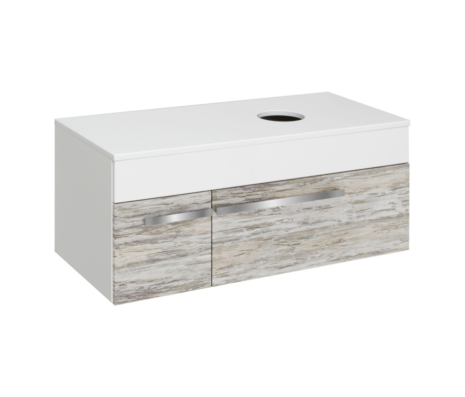 Тумба подвесная Runo Вудлайн 100 скандинавский дуб/белый под накладную раковину