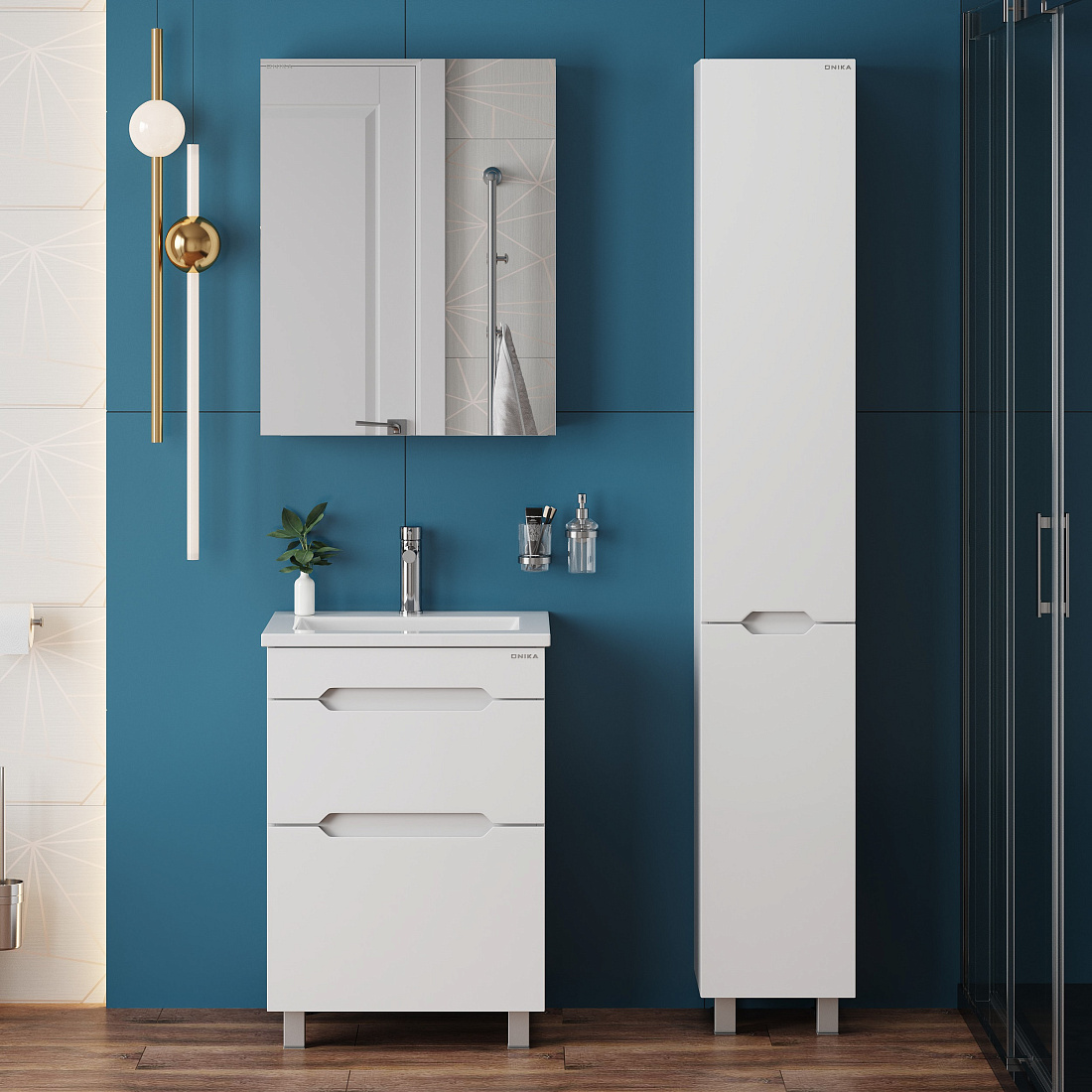 Тумба Onika Айленд 60 напольная с раковиной Фостер 60, белый