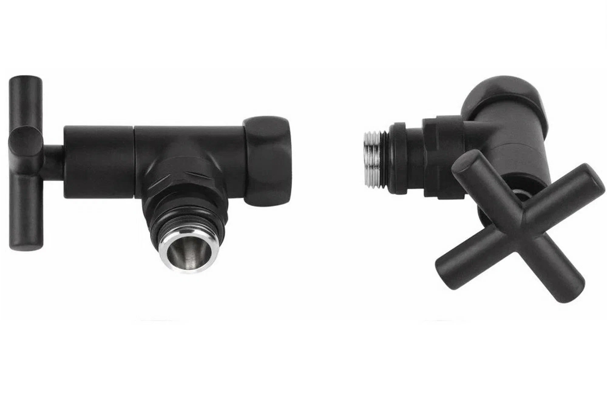 Кран для полотенцесушителя / вентиль угловой Energy, 1/2'' - 3/4'', цвет черный матовый, ручка крест - 2 шт.