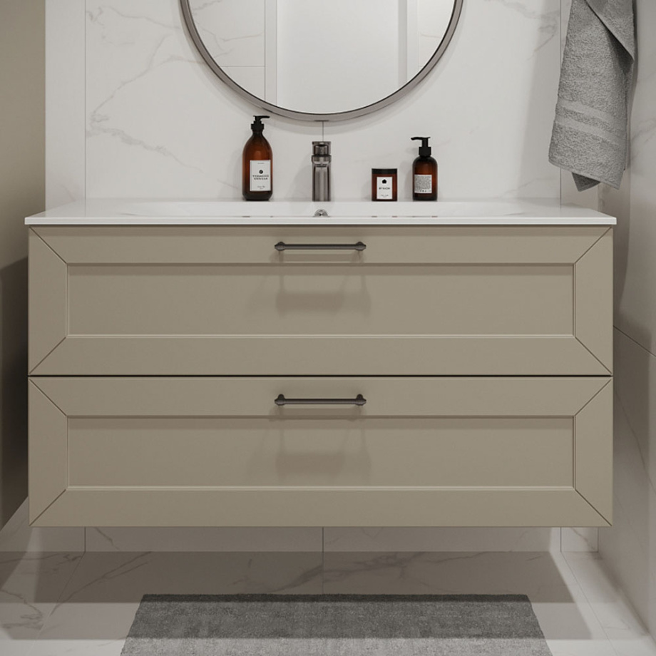 Тумба с раковиной подвесная (120 см) Terminus Victoria VIC101202900101O, айвори, ручки золото