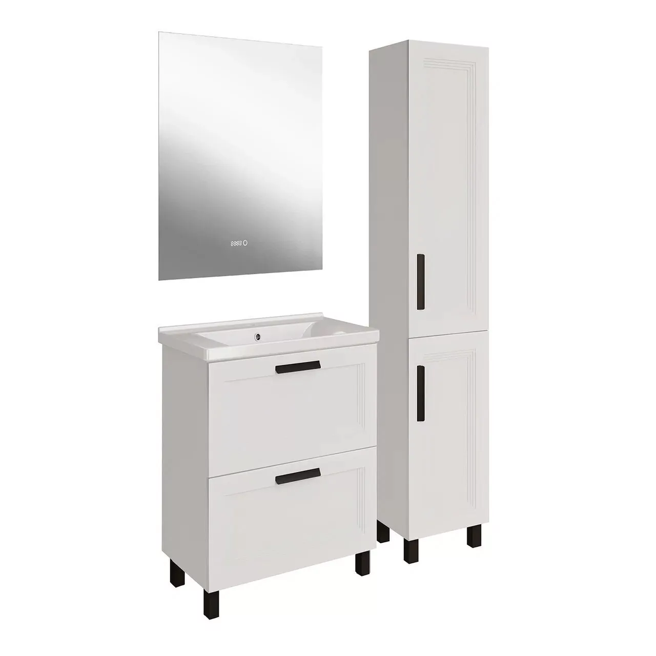 Тумба напольная Асб-мебель София 60 с раковиной Миранда 60, белый матовый