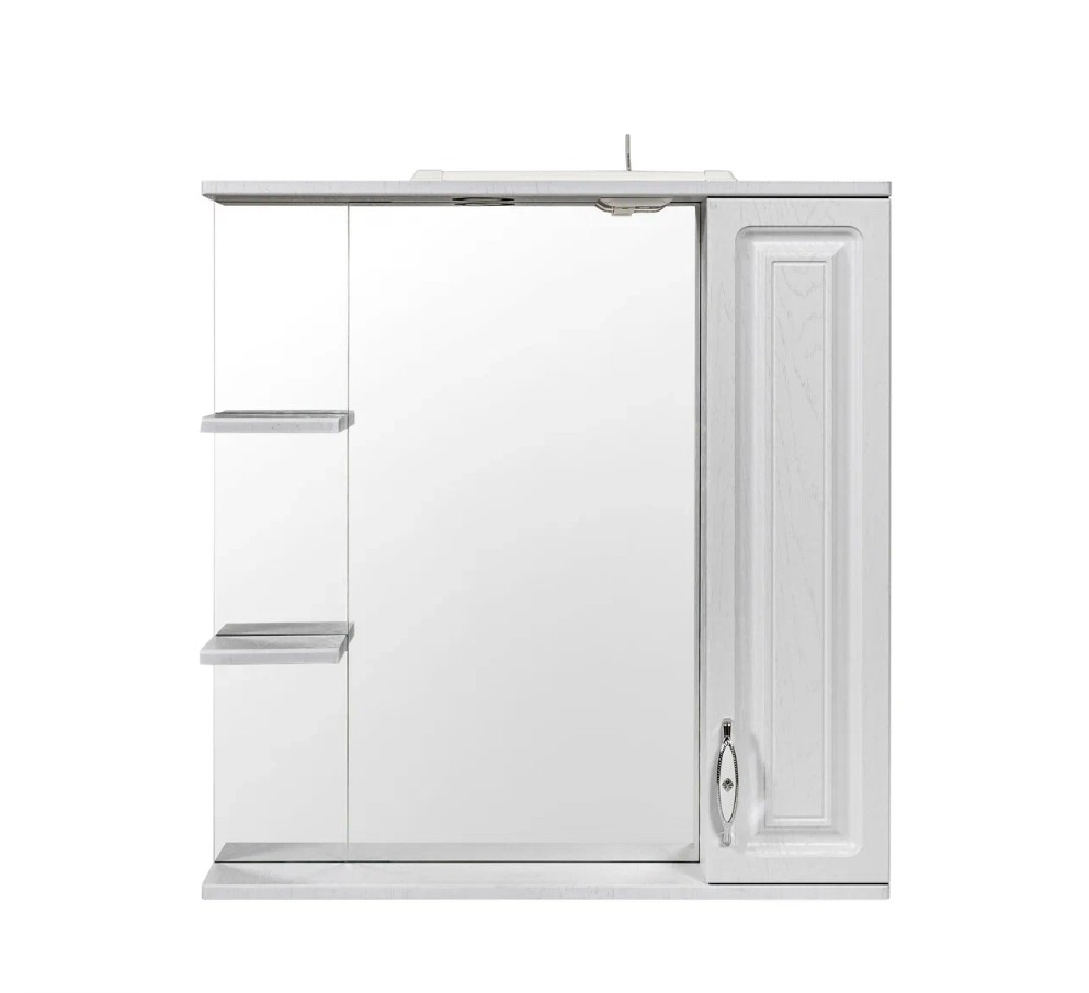 Зеркало-шкаф Stella Polar Кармела 75/С R свет, Люкс белое серебро