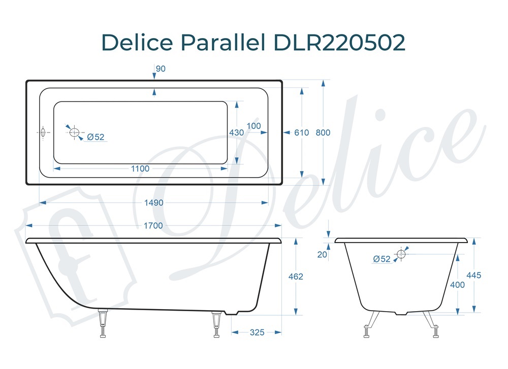 Ванна чугунная Delice Parallel 170х80 DLR220502