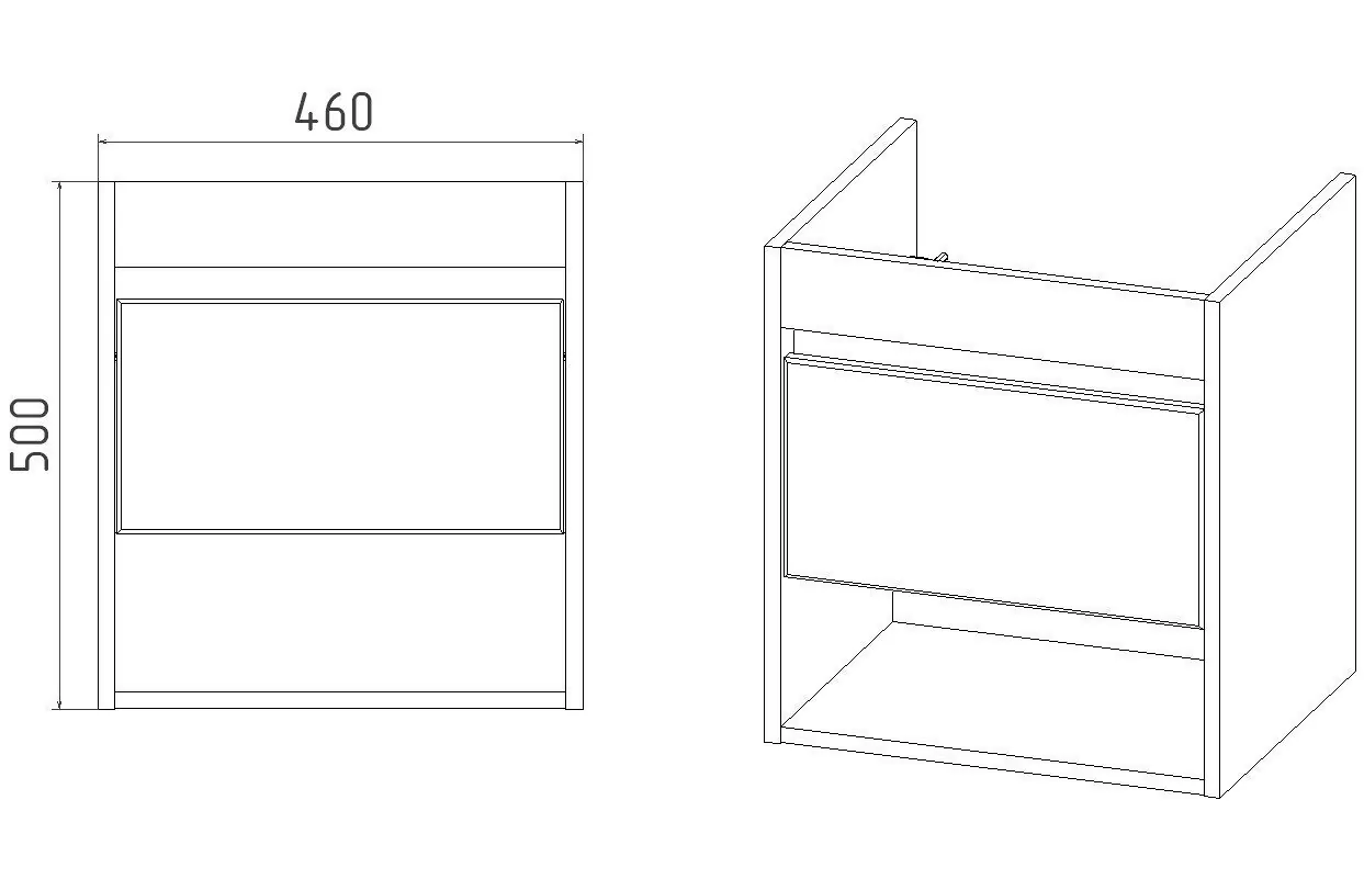 Тумба подвесная Viant Бостон 50 с раковиной Como 50, 1 ящик, графит/дуб вотан от магазина Vanna-Vanna.ru!