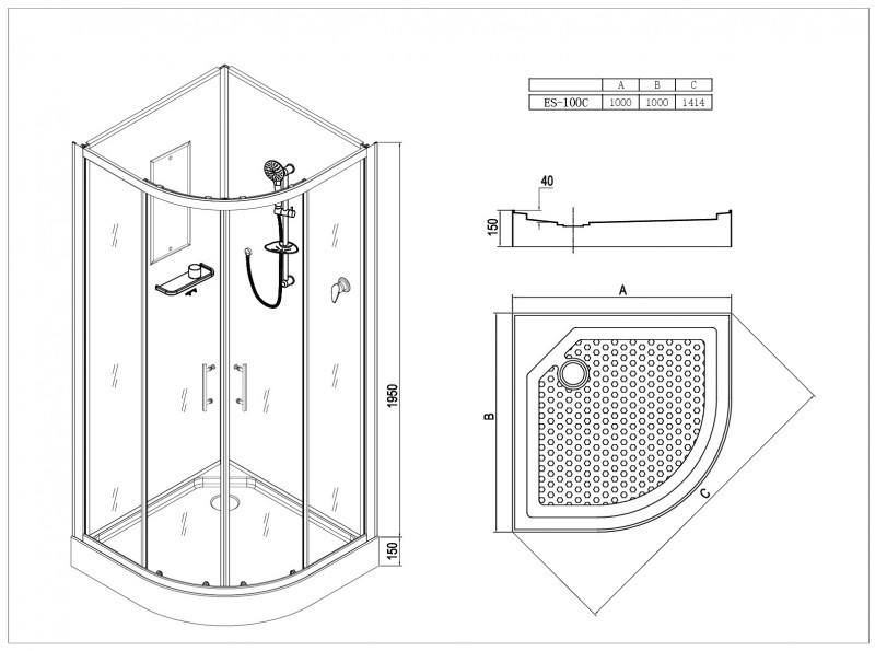 Душевая кабина Esbano EST-100C 100х100х210