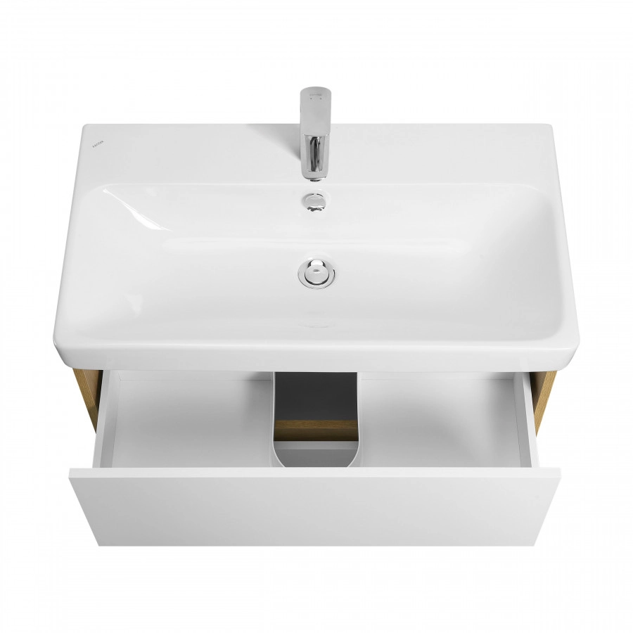 Тумба Aquaton Сканди 80 с раковиной Адриана 80, 2 ящика, подвесная, дуб рустикальный