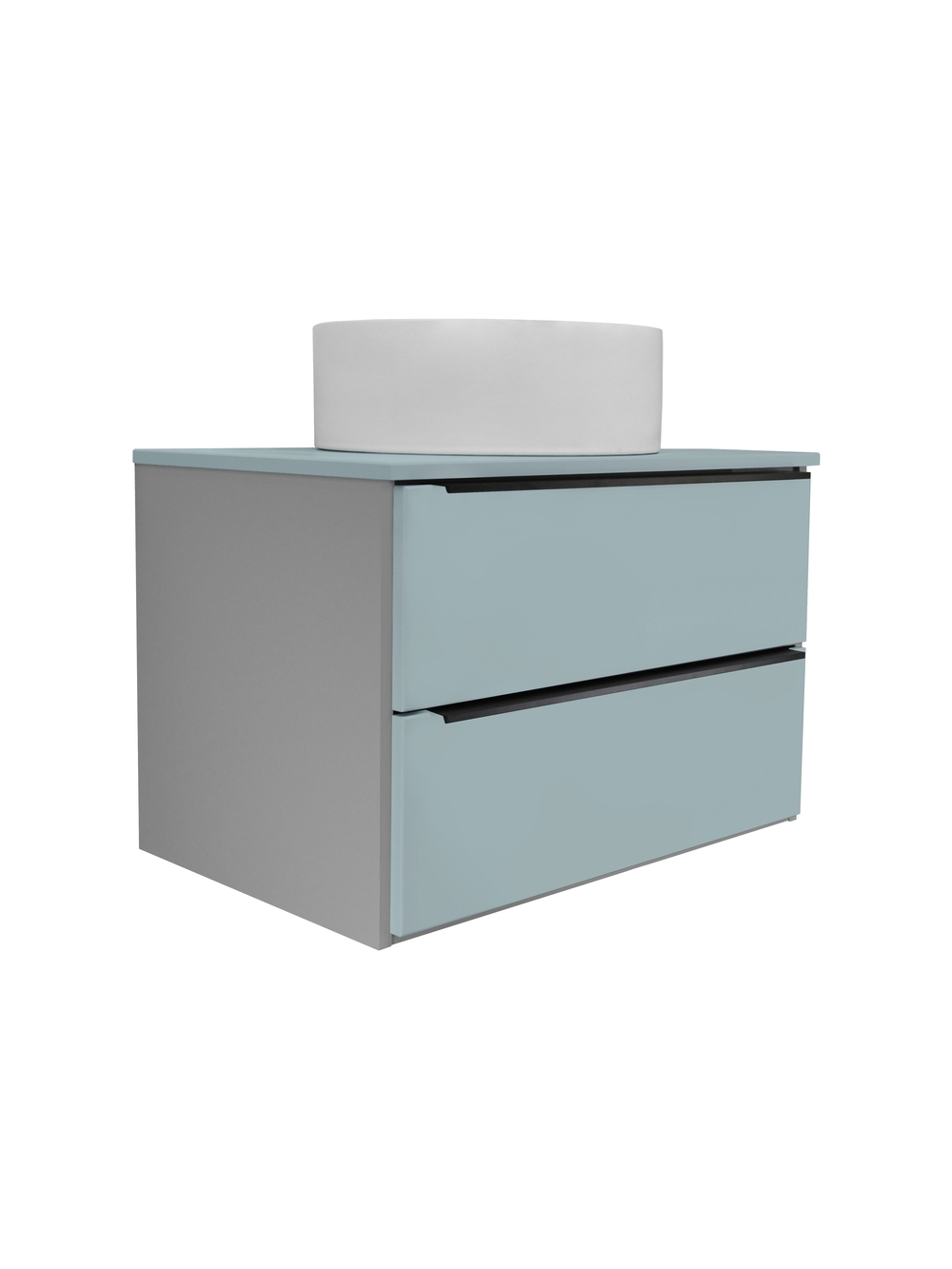 Тумба подвесная Runo Мальта 70 под накладную раковину, серый/бирюзовый