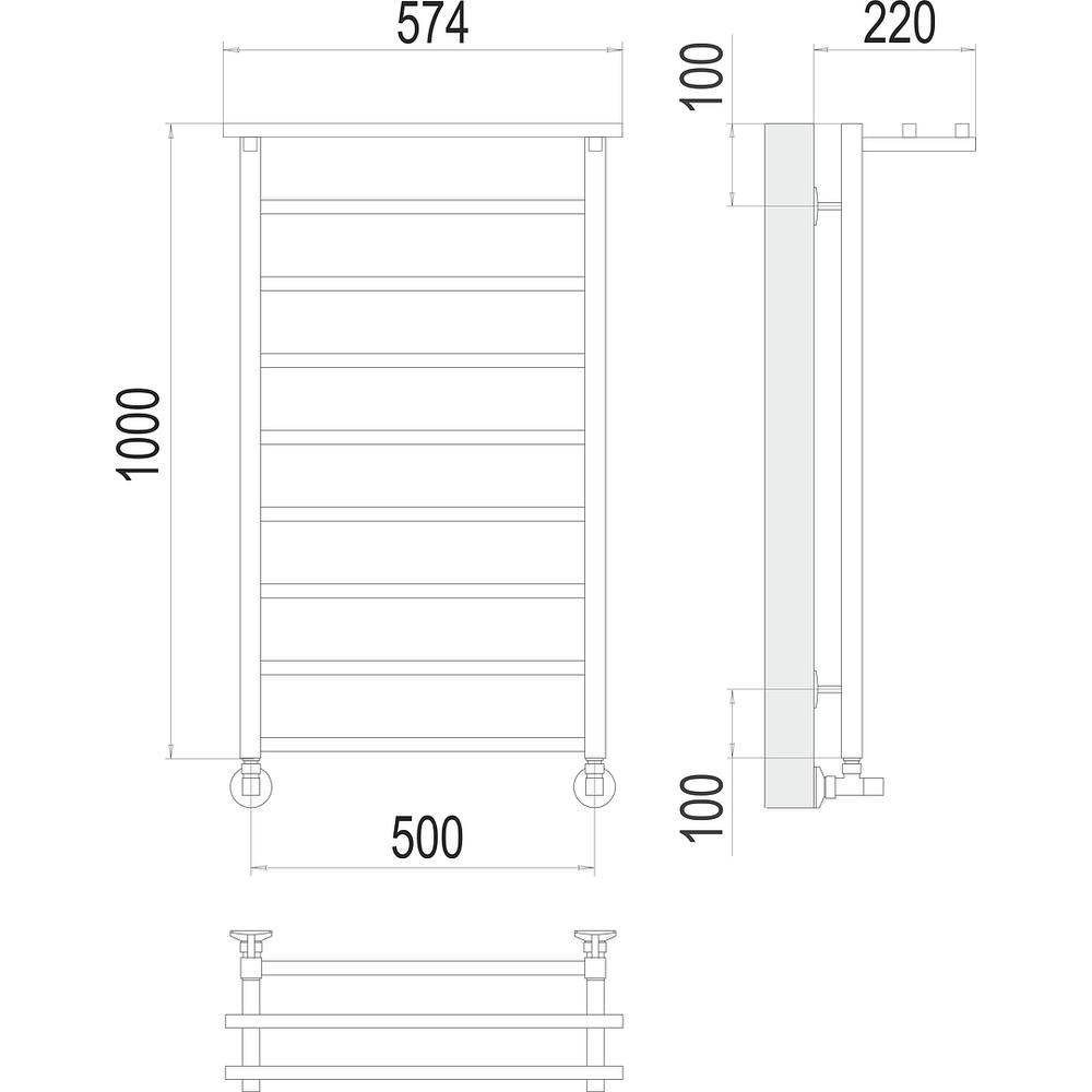 Полотенцесушитель водяной с полкой Terminus Контур П9 50х100