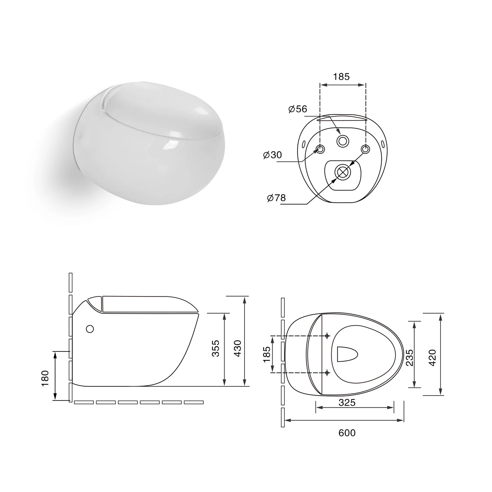 Унитаз SantiLine SL-5001 подвесной, с микролифтом, белый