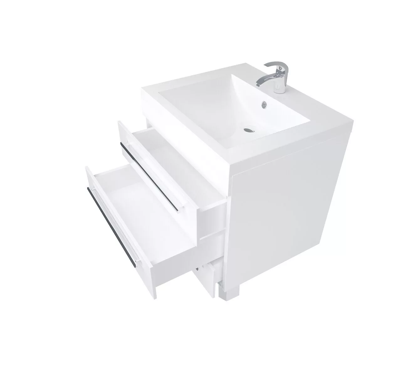 Тумба напольная 1Marka Соната 58Н с раковиной Анита 58, 3 ящика, белый