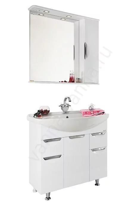 Мебель для ванной Vod-ok Лира 85 два ящика, комплект, напольный, белый