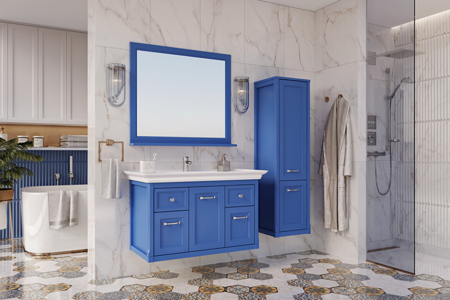 Мебель для ванной ASB Woodline Толедо 105 комплект, подвесной, синий, хром