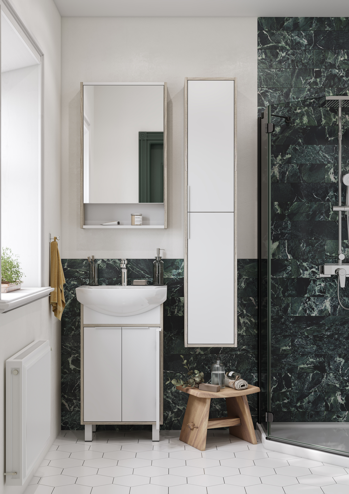 Зеркало-шкаф Aquaton Рико 50 белый, ясень фабрик