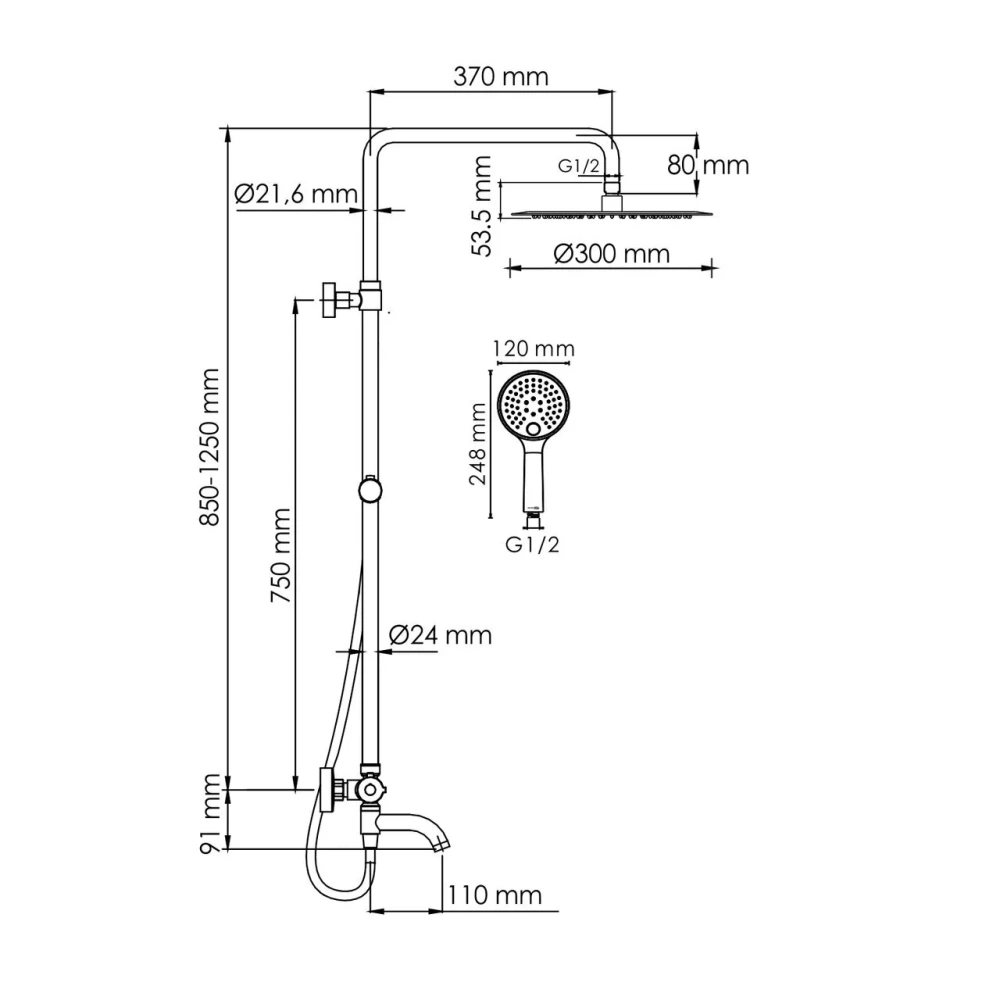 Душевая стойка WasserKraft A188.263.207.PG Thermo глянцевое золото от магазина Vanna-Vanna.ru!