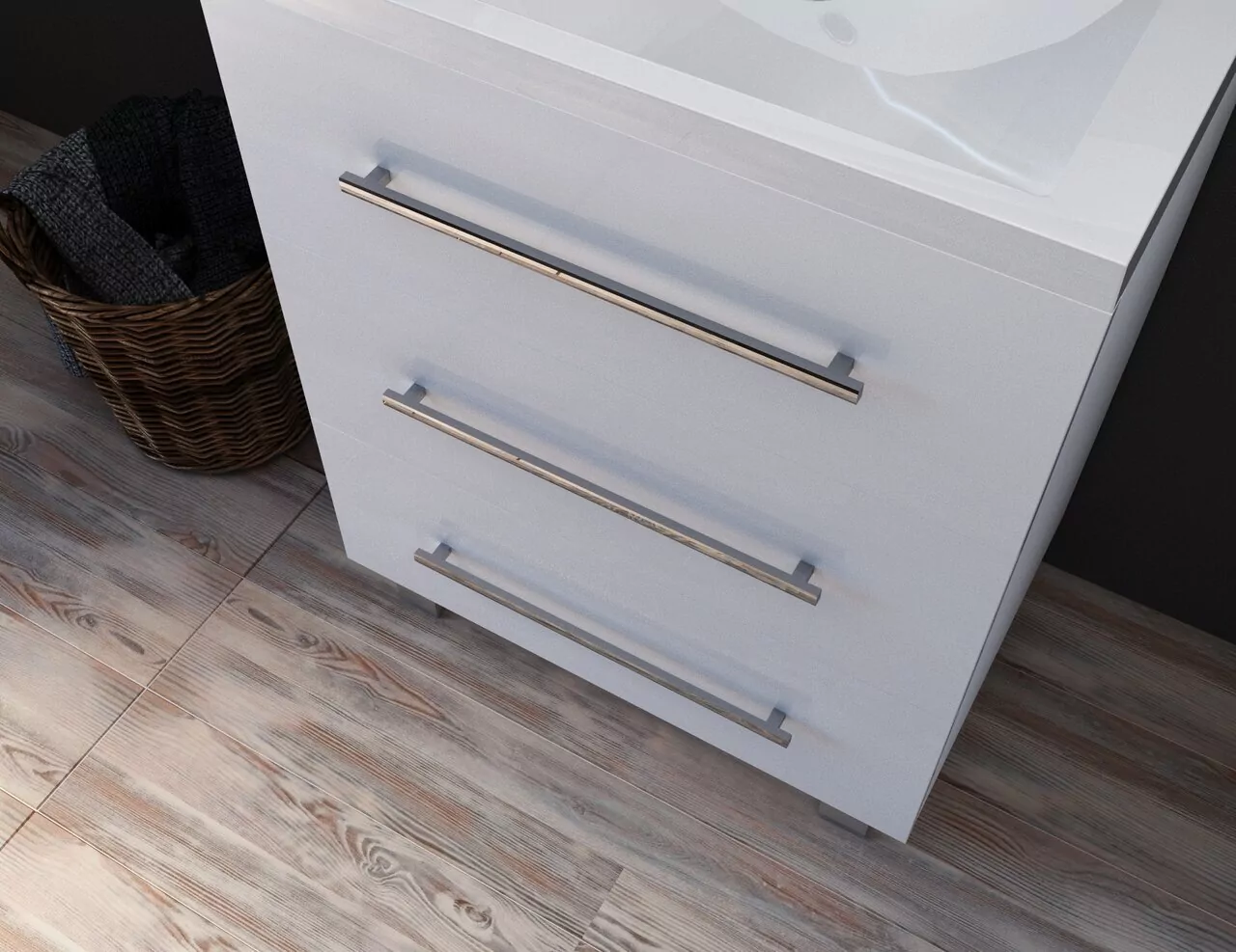 Тумба напольная 1Marka Соната 75Н с раковиной Анита 75, 3 ящика, белый