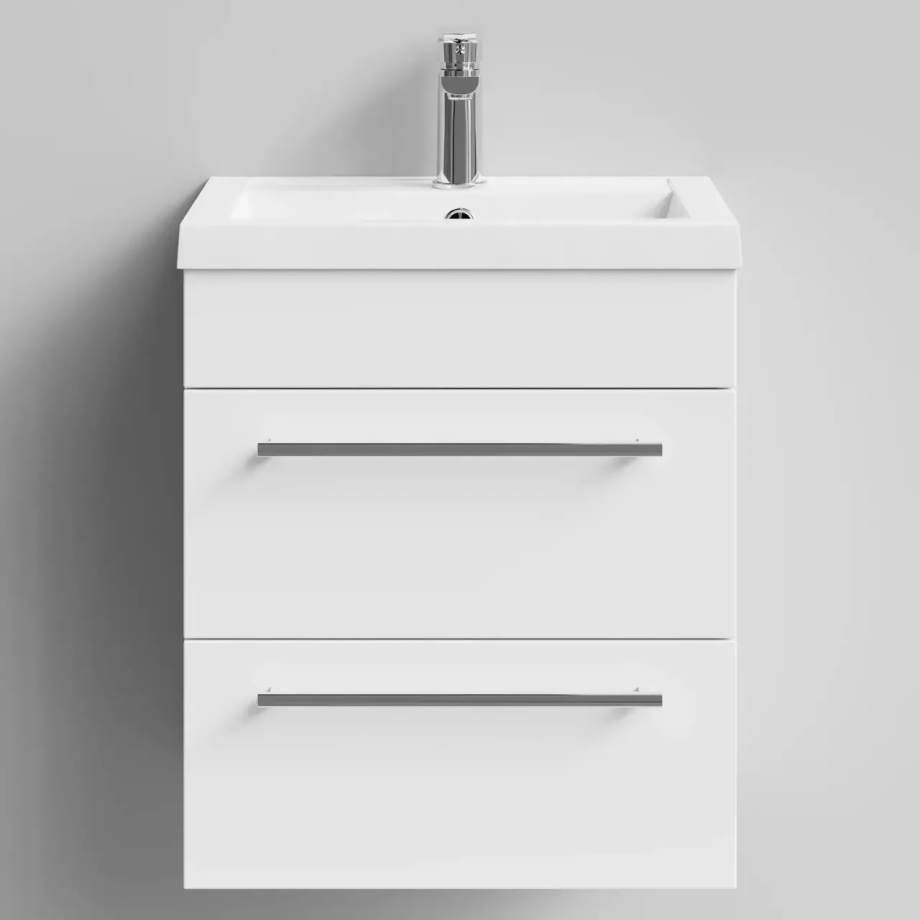 Тумба с раковиной Vod-ok Элис 50 подвесная, 2 ящика, белая