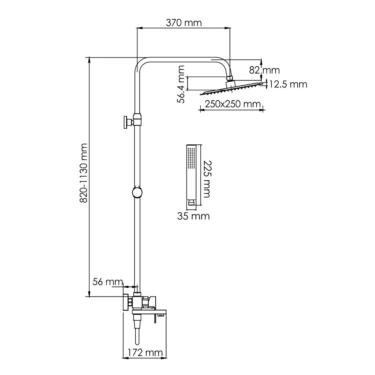 Душевая стойка WasserKraft A277.255.218.BM черный Soft-touch