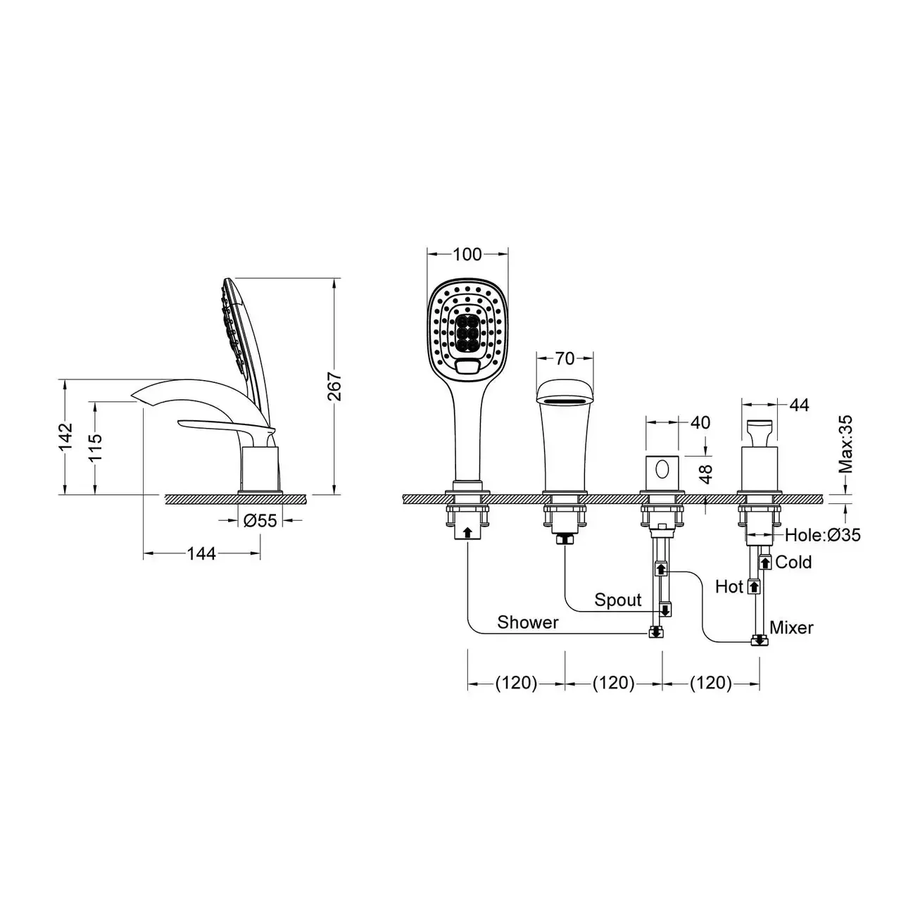 Смеситель на борт ванны Timo Helmi 4020/03Y черный матовый