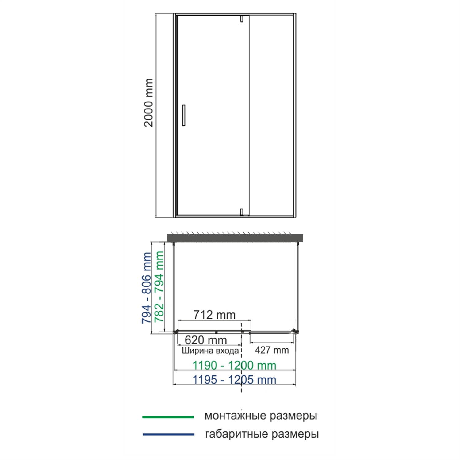 Душевой уголок WasserKraft Elbe 74P25 120х80 прямоугольный, без поддона, прозрачное стекло, черный матовый