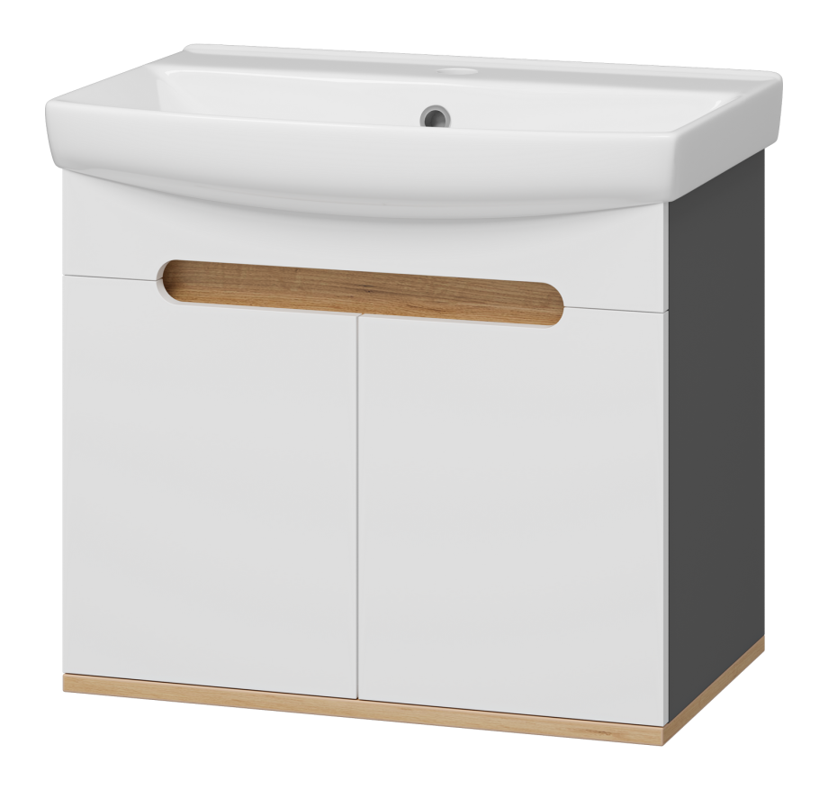 Тумба с раковиной Misty Сканди 60 подвесная, белый/дуб крафт золотой