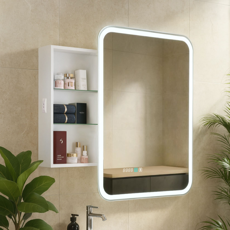 Шкаф зеркальный Alavann "Cosmetic Light 60" смена цвета, антизапотеватель, часы