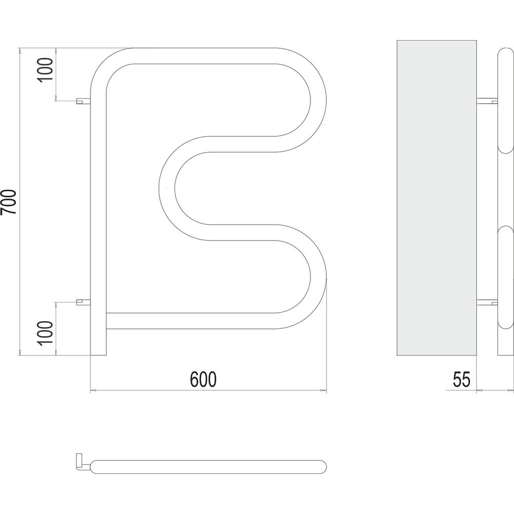 Полотенцесушитель электрический Terminus F-обр 60х60, поворотный