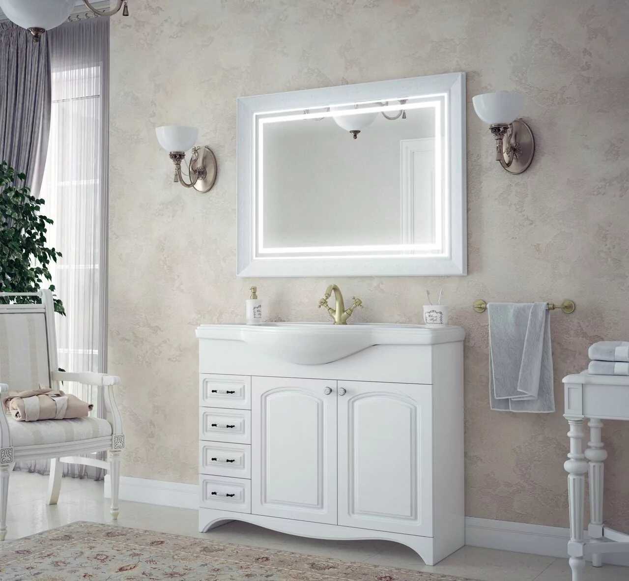 Зеркало Corozo Классика 120х80 свет, сенсор, белый