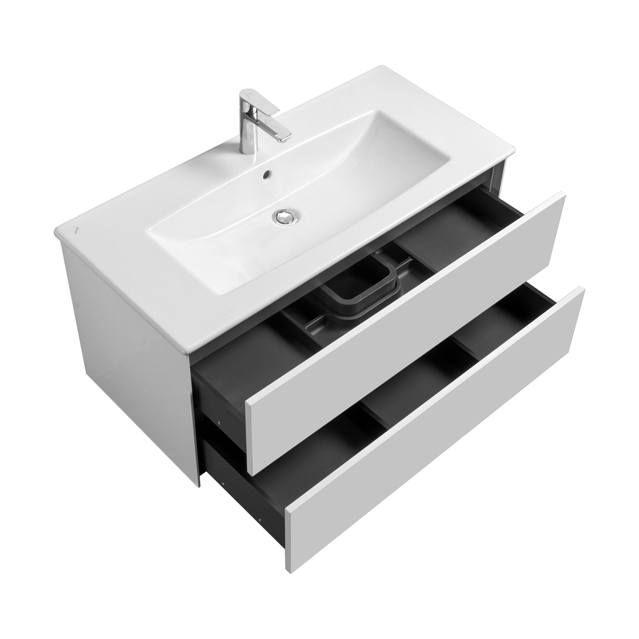 Тумба Aquaton Сохо 100 с раковиной Элина 100 подвесная, белый