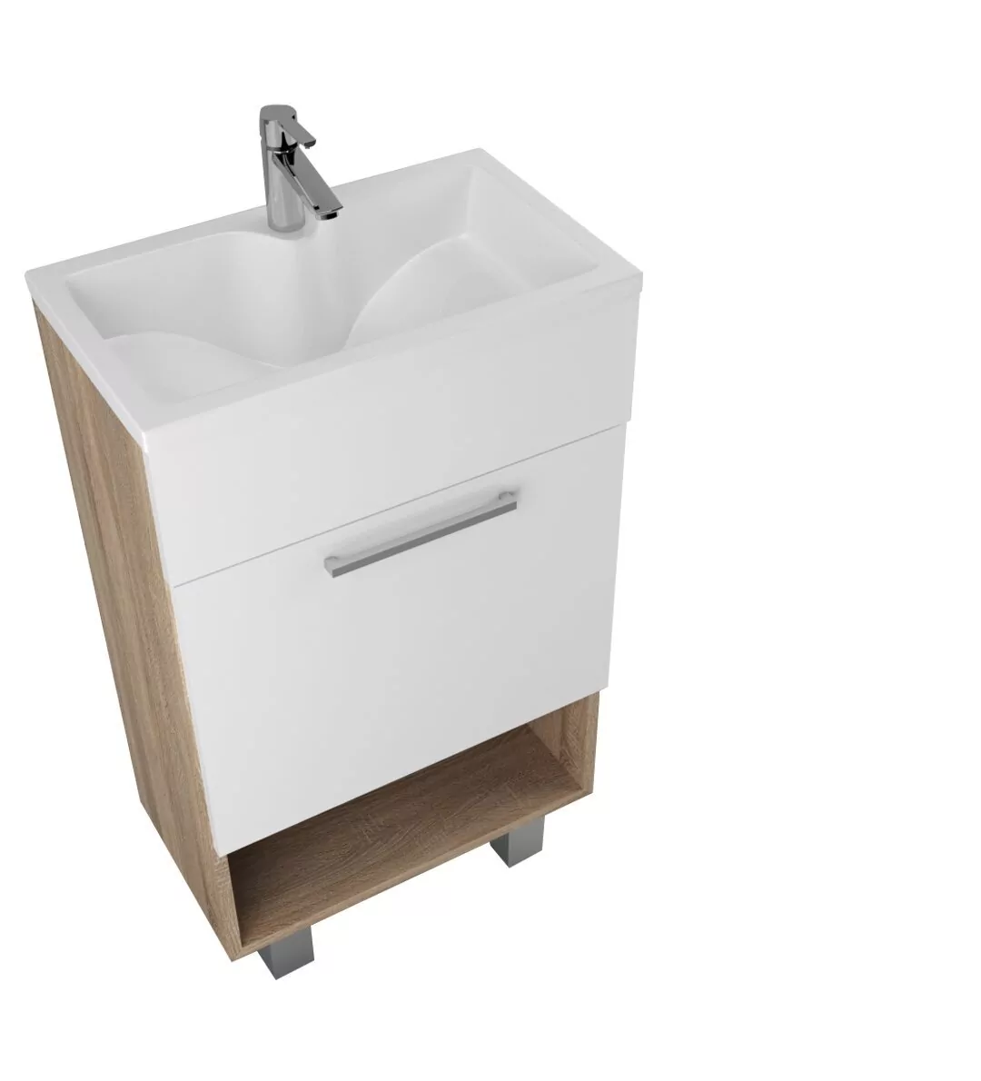 Тумба с раковиной напольная 1Marka July 50Н 1 дверь, белый/дуб сонома