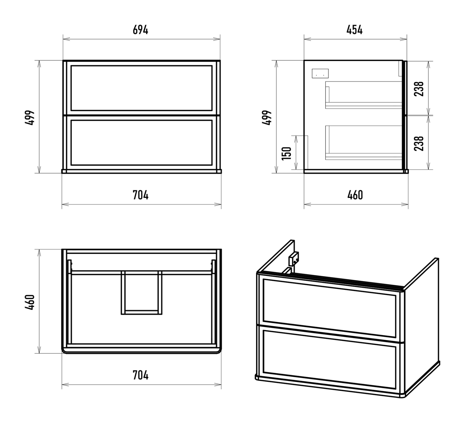 Тумба с раковиной Brevita Verde 70 подвесная (зеленая)