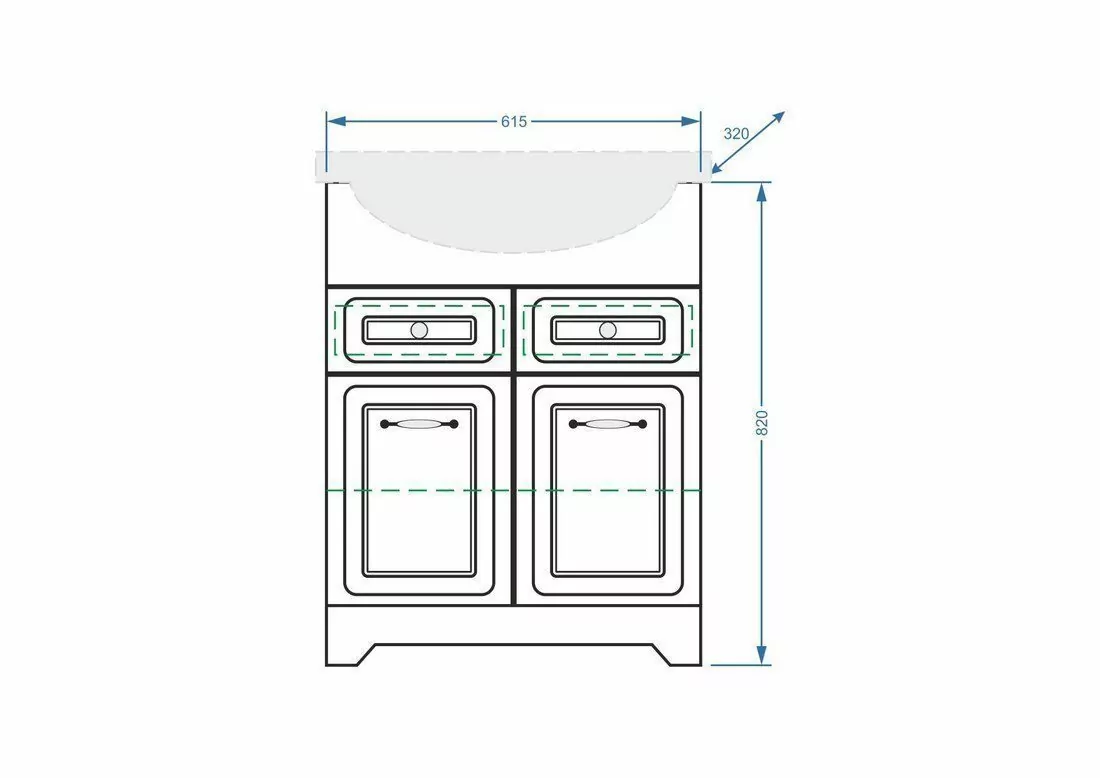 Мебель для ванной Stella Polar Кармела 65 комплект, напольный, белый, ольха