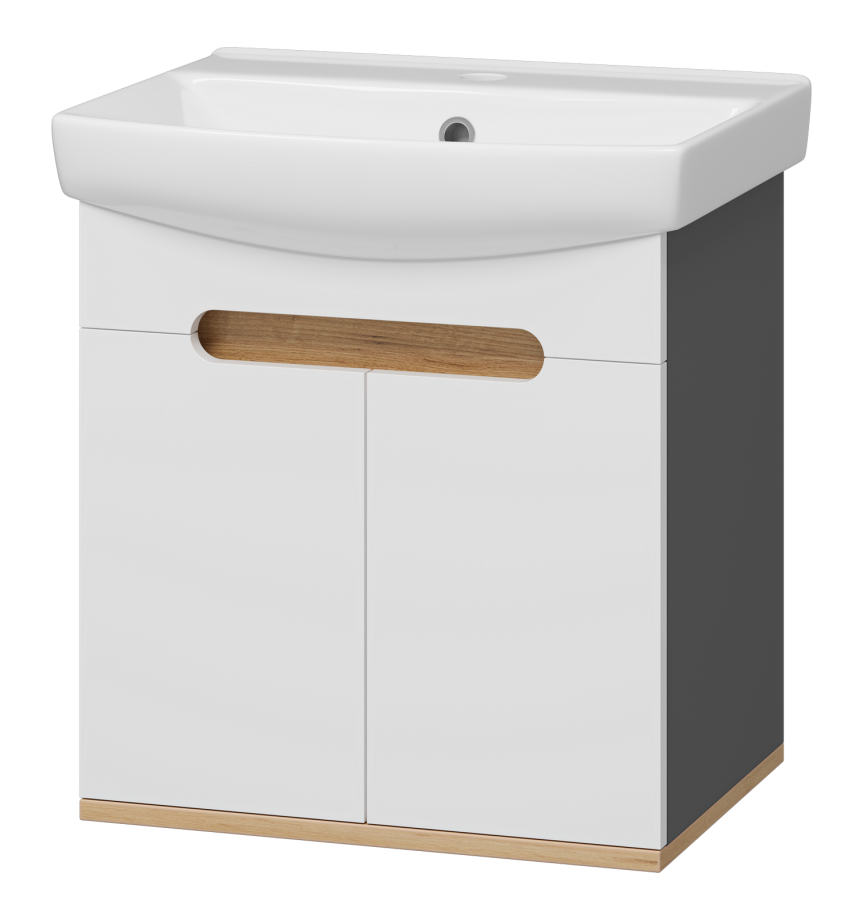 Тумба с раковиной Misty Сканди 50 подвесная, белый/дуб крафт золотой