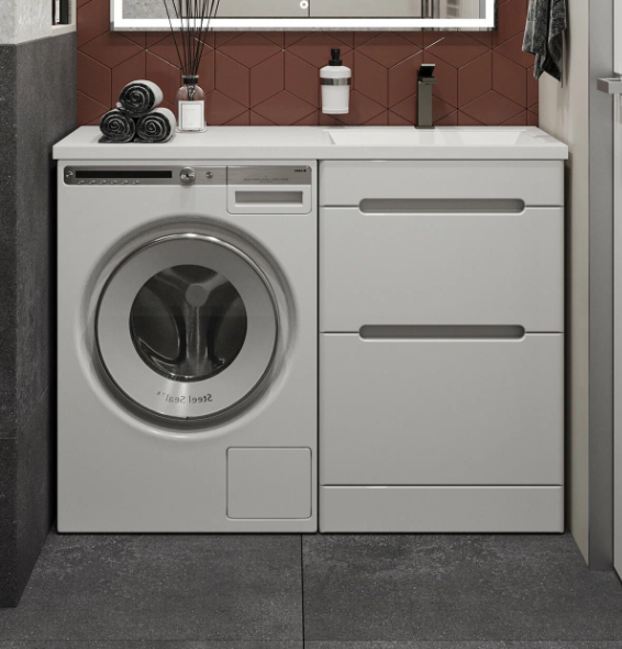 Тумба напольная SanStar Толедо 50 с раковиной Даллас 110 правый белая