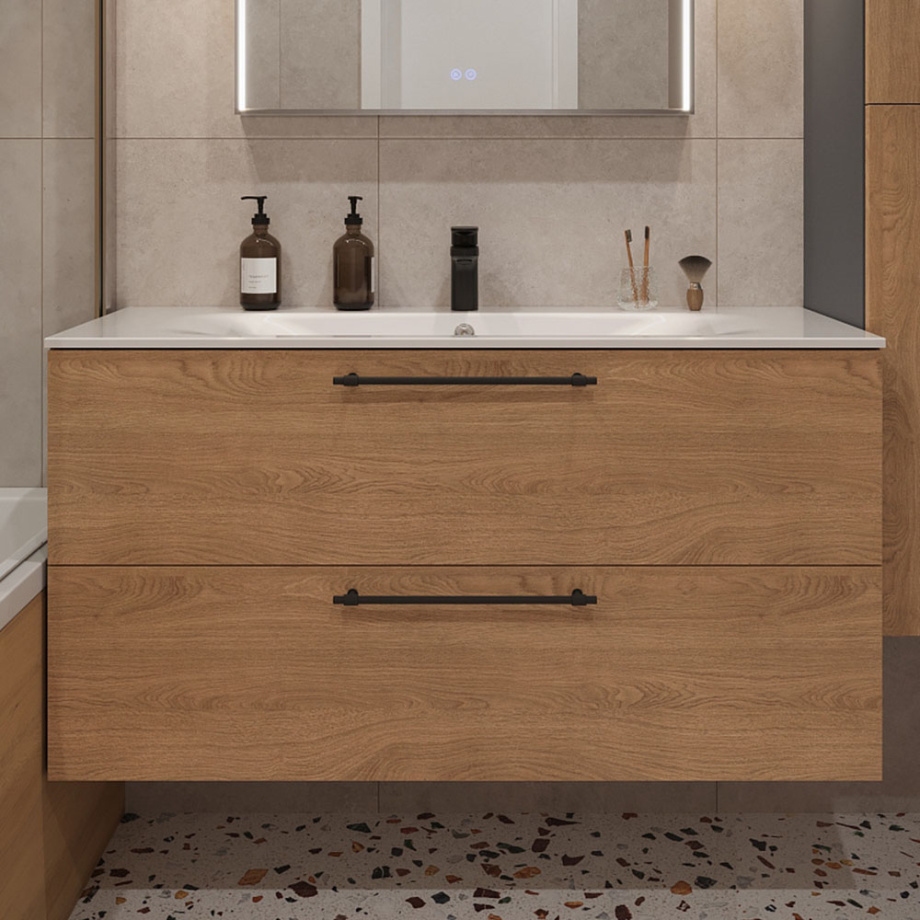 Тумба с раковиной подвесная (120 см) Terminus Venta VEN101202300001O, шпон/дуб