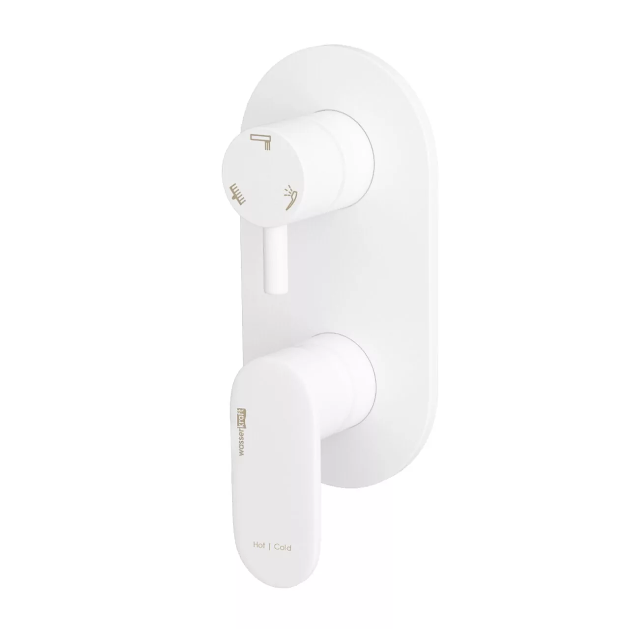 Смеситель с переключателем WasserKraft Mindel 8571 встраиваемый, на 2 выхода, белый Soft-touch