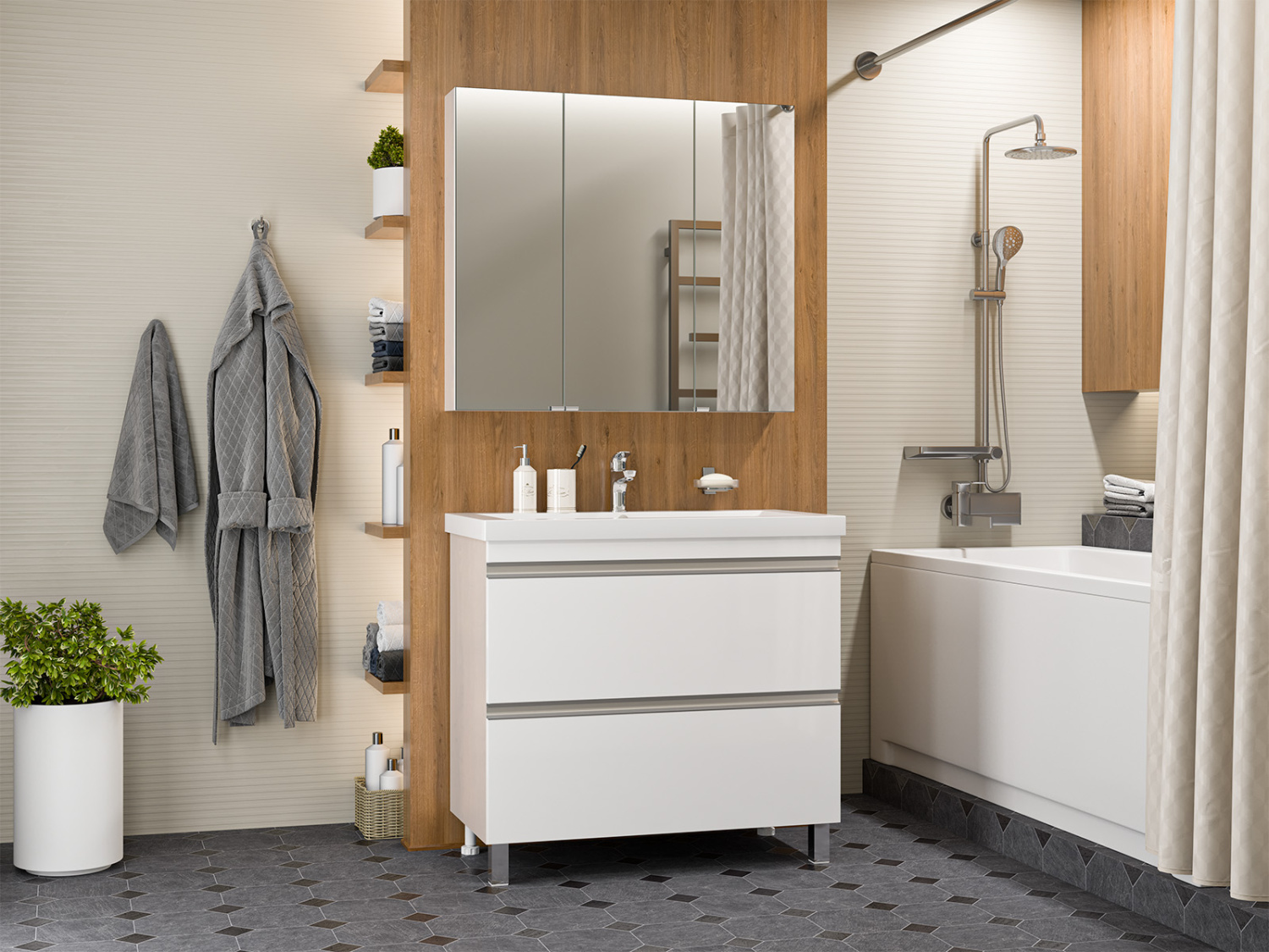 Тумба с раковиной Misty Ингрид 90 белый